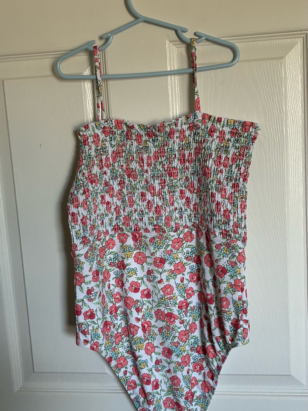 Janie and Jack White Swimsuit with Pink Floral Accents